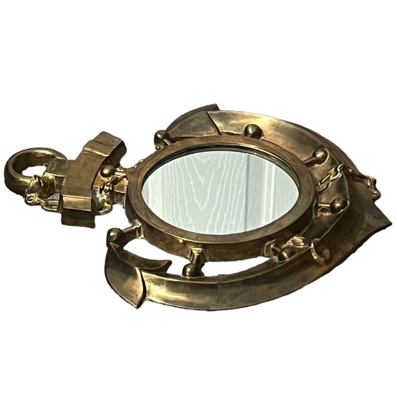 Vintage Solid Brass Ships Anchor Nautical Framed Mirror - Picture 3 of 9